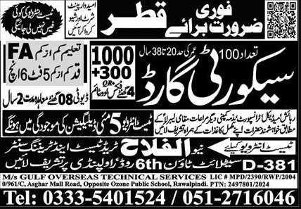 New Al Falah Trade Test & Training Center Security Jobs